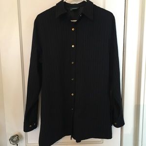 Lauren Ralph Lauren button front blue micro pinstripe